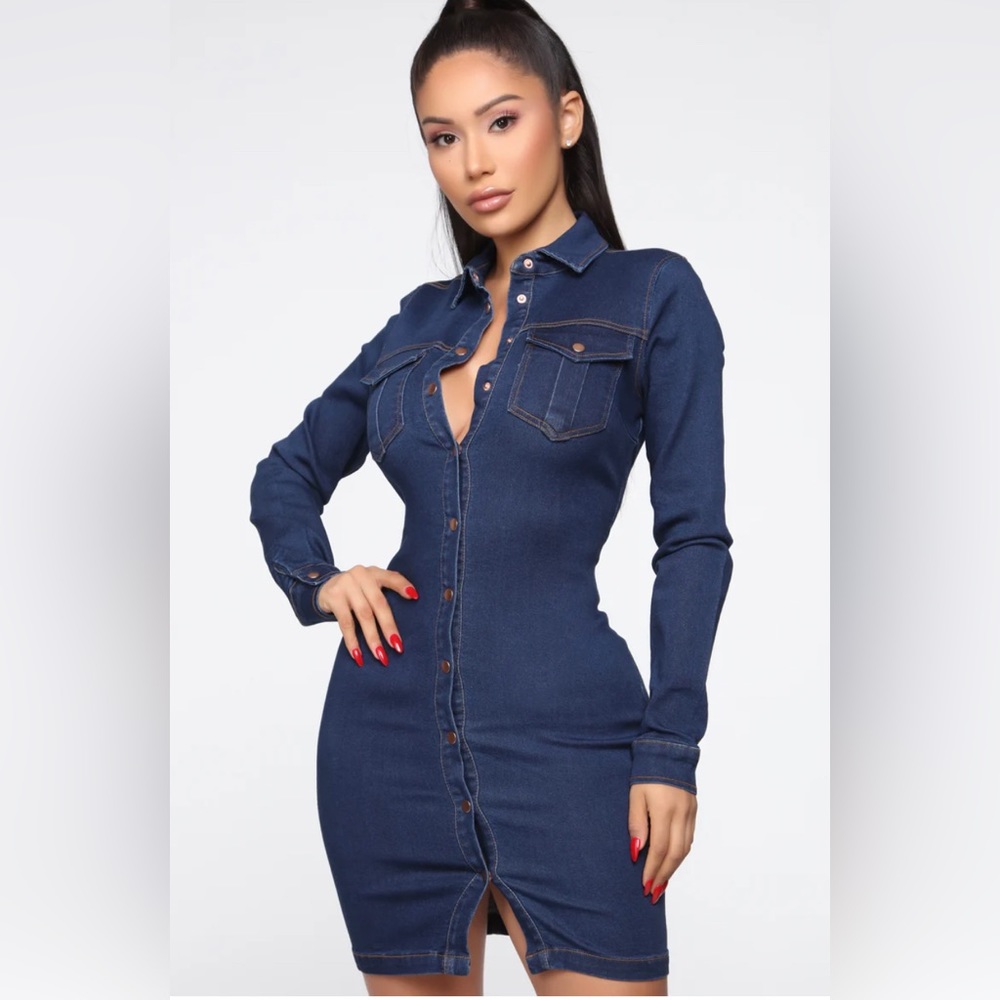 Dark wash Denim Front Button Dress Size Medium